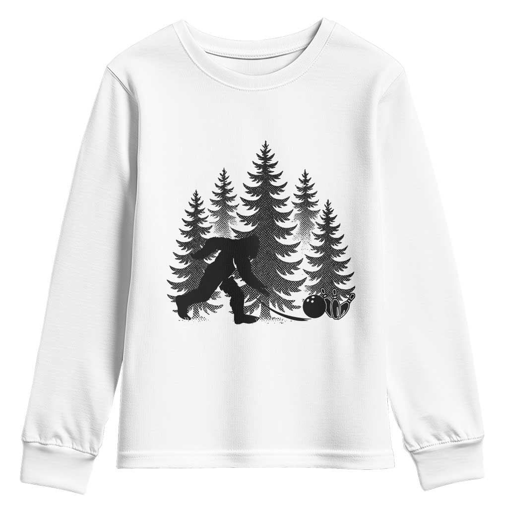 Funny Bigfoot Bowler Youth Sweatshirt Bowling Strike Sports Lover Gift TS12 White Print Your Wear