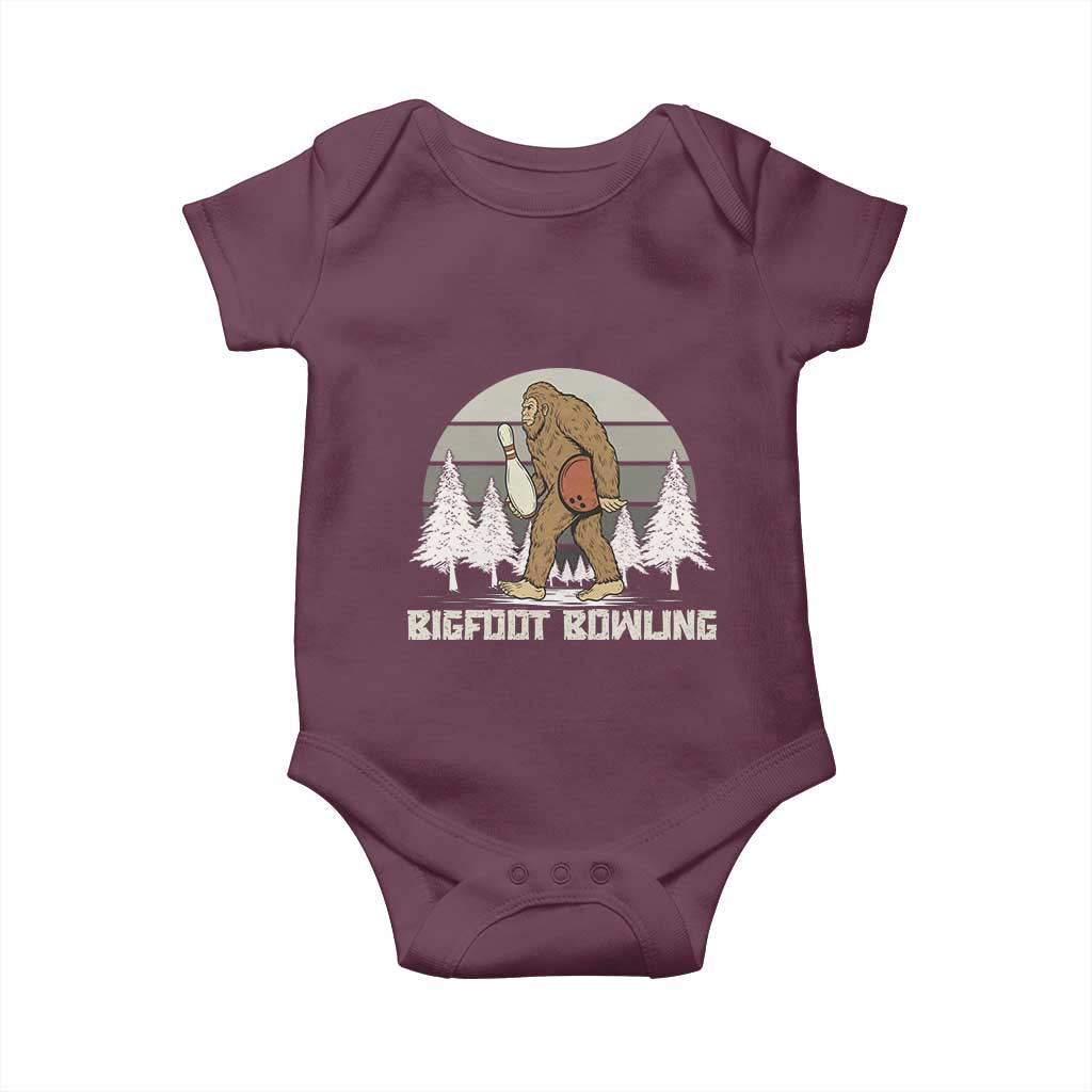 Funny Bigfoot Bowling Baby Onesie Gift For Bowler TS12 Maroon Print Your Wear