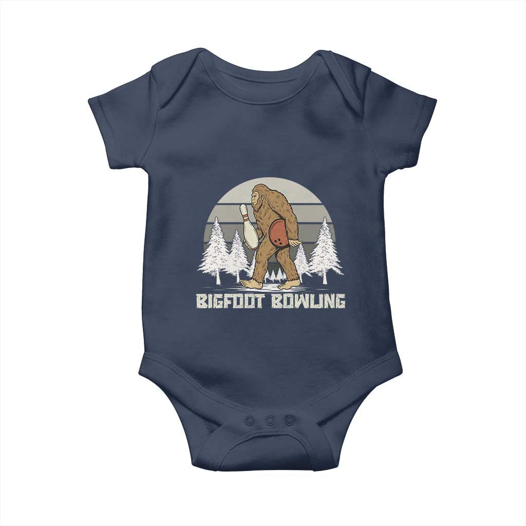 Funny Bigfoot Bowling Baby Onesie Gift For Bowler TS12 Navy Print Your Wear