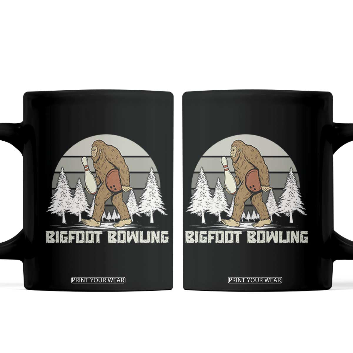 Funny Bigfoot Bowling Coffee Mug Gift For Bowler TS12 Black Print Your Wear