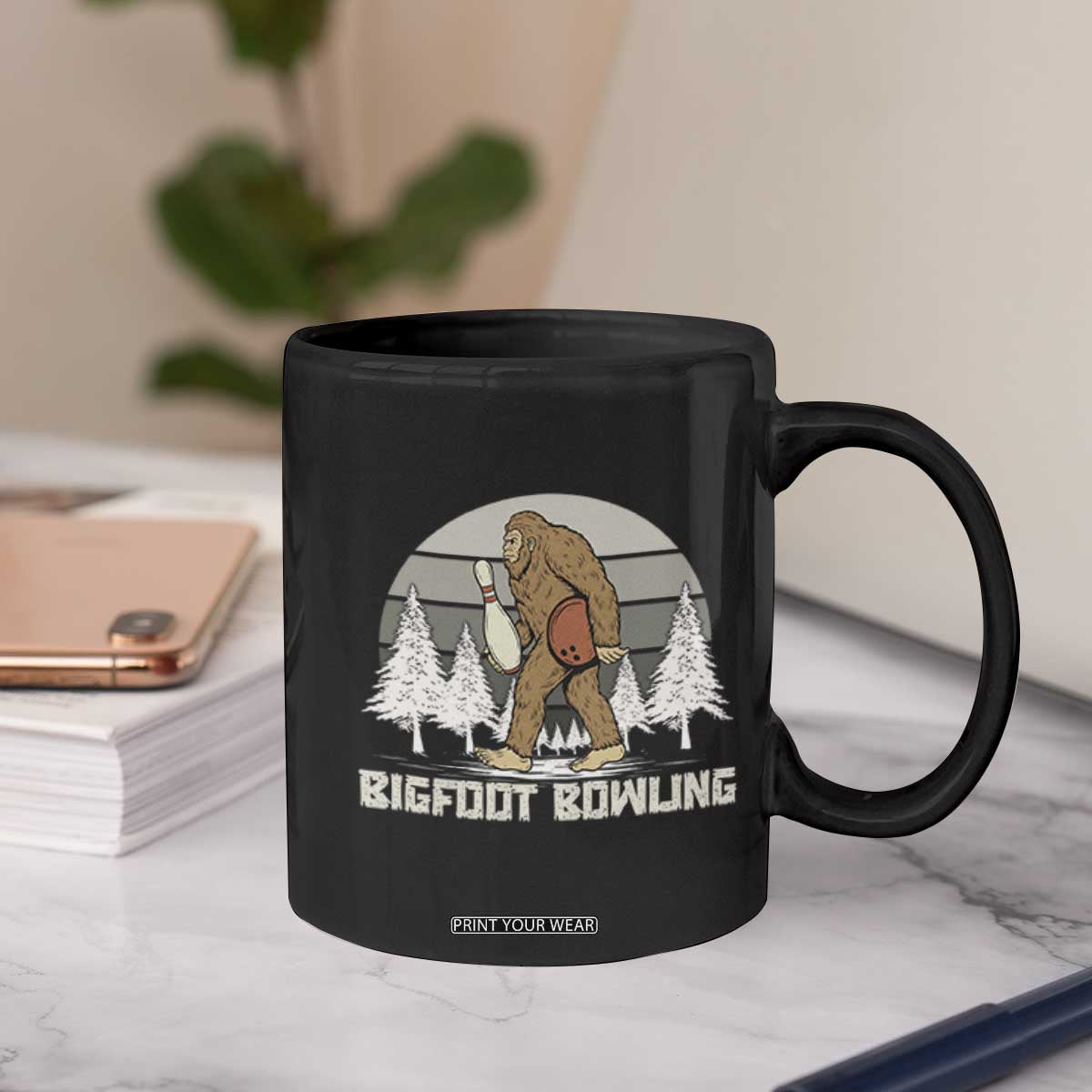 Funny Bigfoot Bowling Coffee Mug Gift For Bowler TS12 Print Your Wear