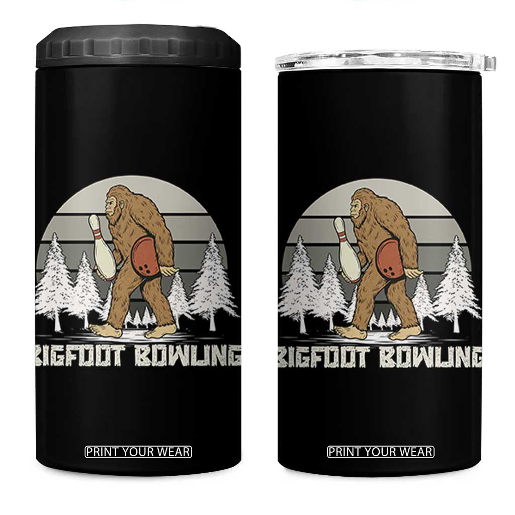 Funny Bigfoot Bowling 4 in 1 Can Cooler Tumbler Gift For Bowler TS12 One Size: 16 oz Black Print Your Wear