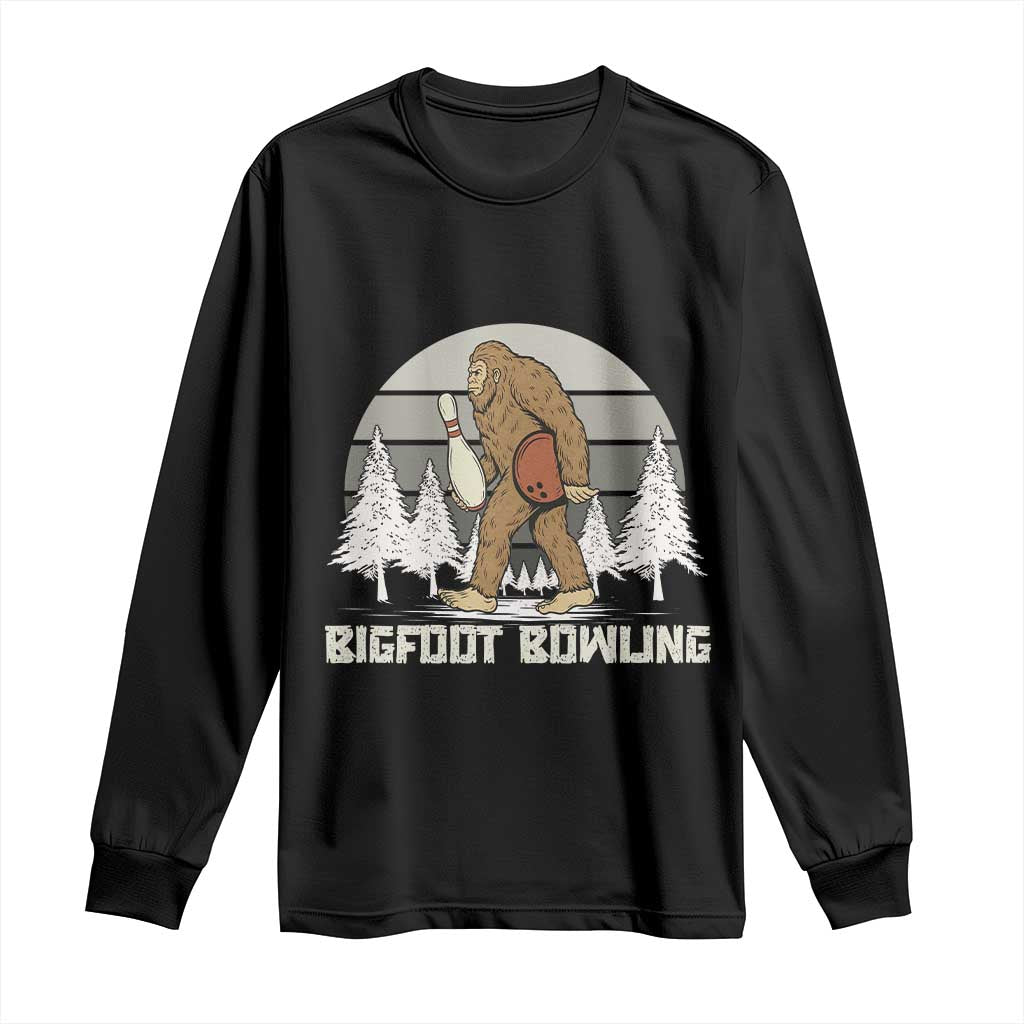 Funny Bigfoot Bowling Long Sleeve Shirt Gift For Bowler TS12 Black Print Your Wear