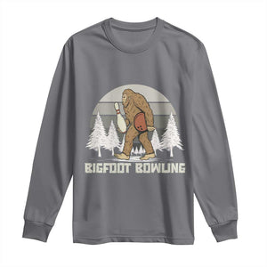 Funny Bigfoot Bowling Long Sleeve Shirt Gift For Bowler TS12 Charcoal Print Your Wear