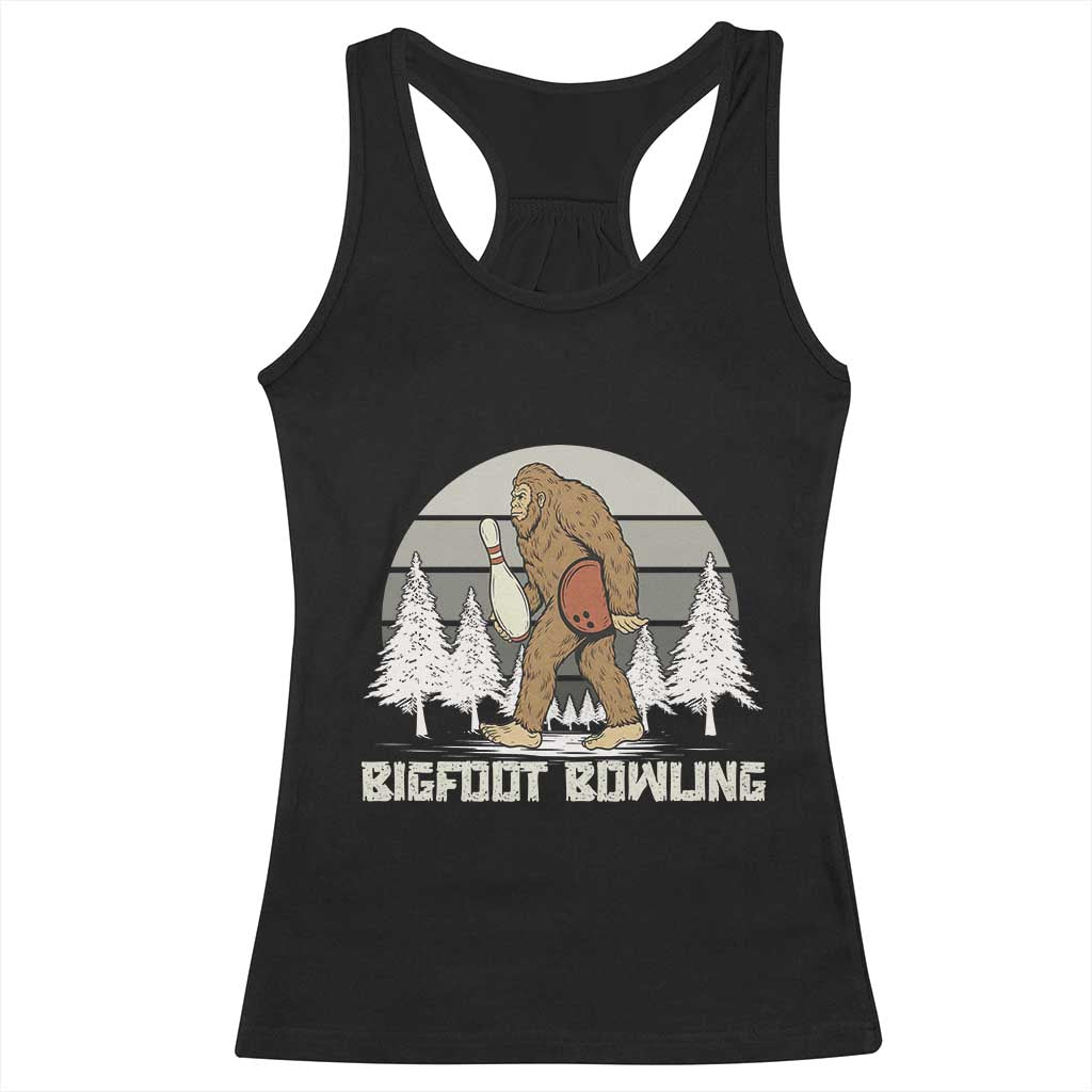 Funny Bigfoot Bowling Racerback Tank Top Gift For Bowler TS12 Black Print Your Wear