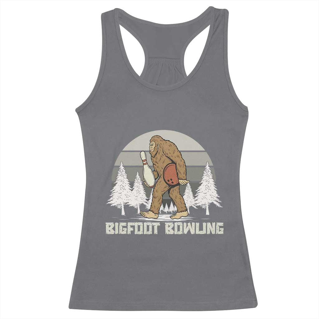 Funny Bigfoot Bowling Racerback Tank Top Gift For Bowler TS12 Charcoal Print Your Wear