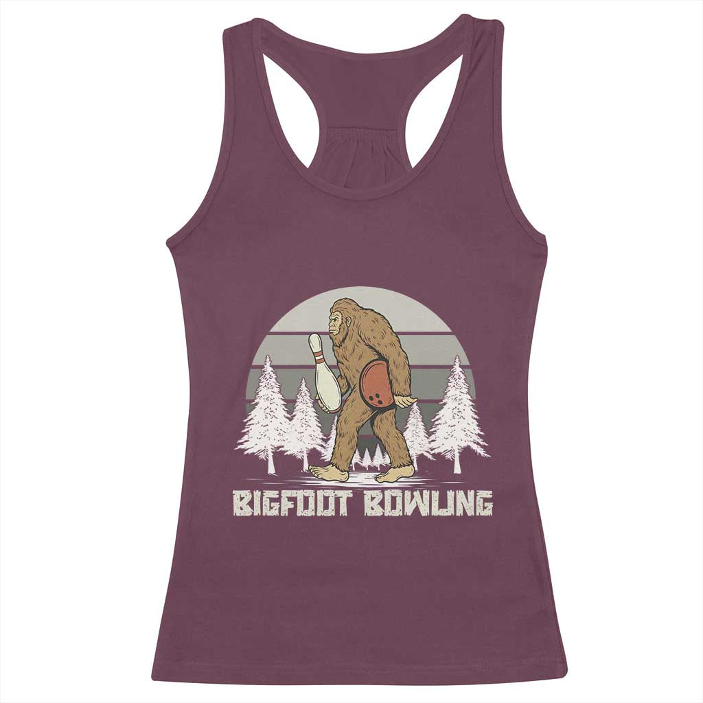 Funny Bigfoot Bowling Racerback Tank Top Gift For Bowler TS12 Maroon Print Your Wear