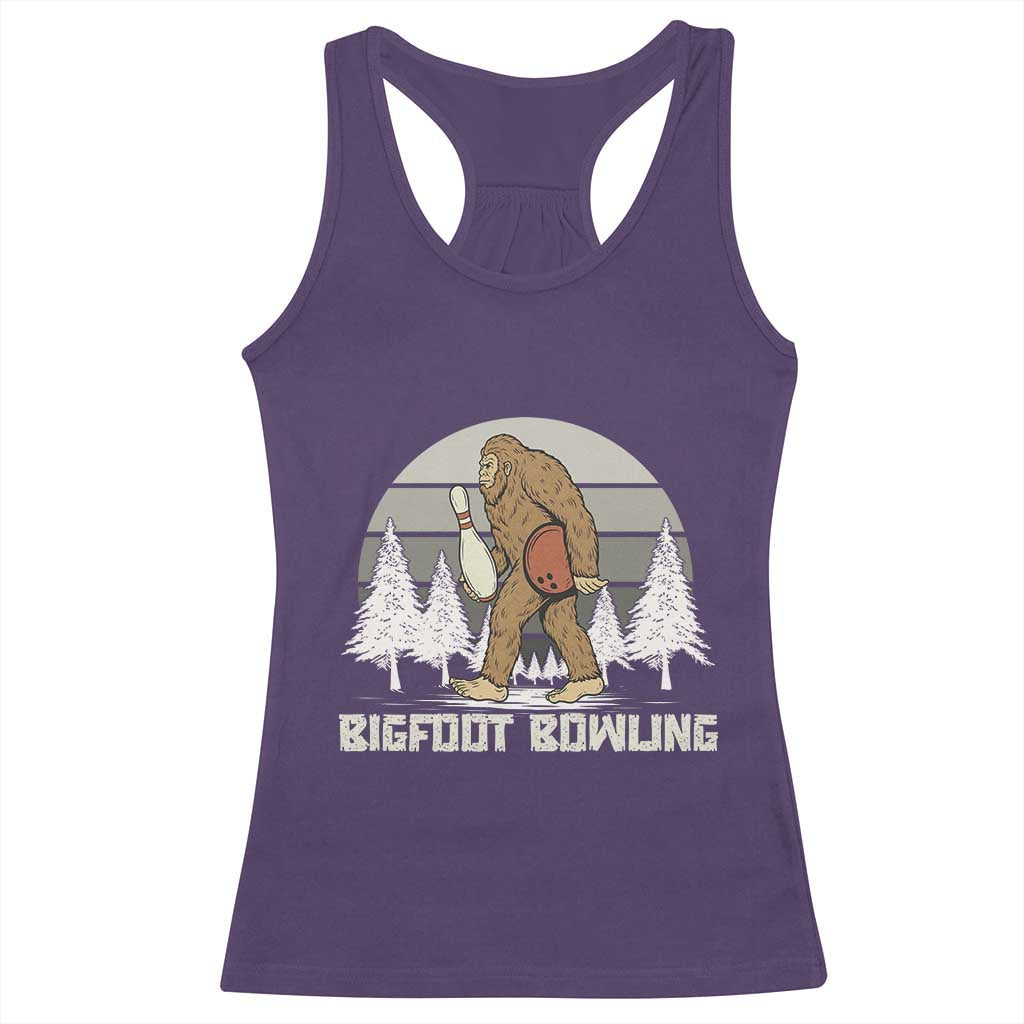 Funny Bigfoot Bowling Racerback Tank Top Gift For Bowler TS12 Purple Print Your Wear