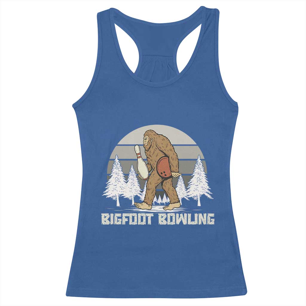 Funny Bigfoot Bowling Racerback Tank Top Gift For Bowler TS12 Royal Blue Print Your Wear