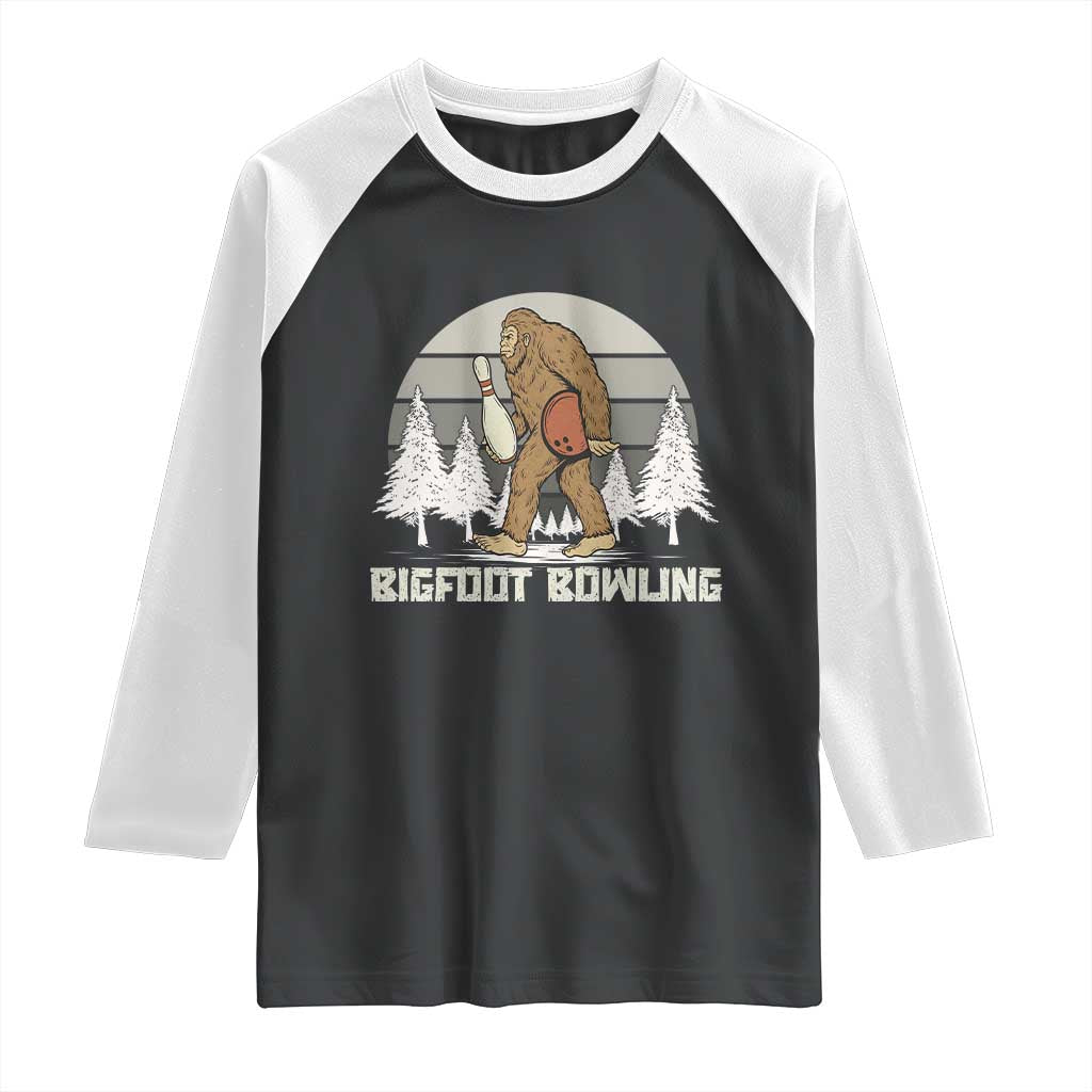 Funny Bigfoot Bowling Raglan Shirt Gift For Bowler TS12 Black White Print Your Wear