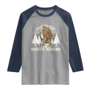 Funny Bigfoot Bowling Raglan Shirt Gift For Bowler TS12 Sport Gray Navy Print Your Wear