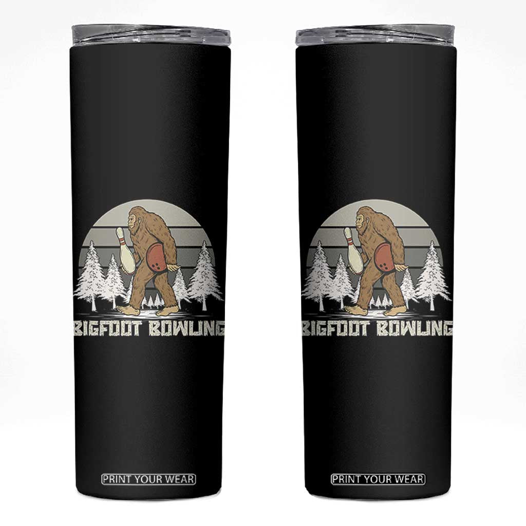 Funny Bigfoot Bowling Skinny Tumbler Gift For Bowler TS12 Black Print Your Wear
