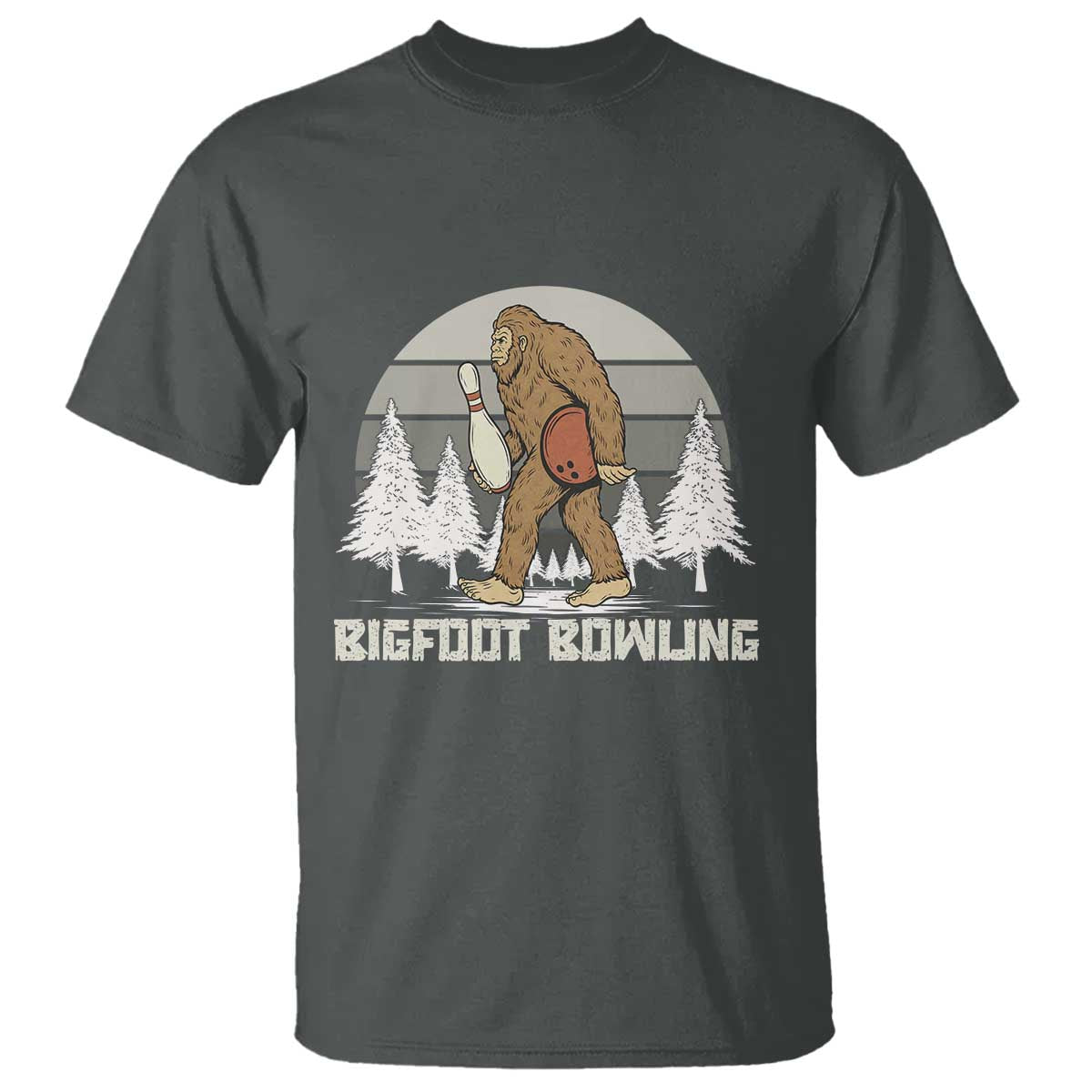 Funny Bigfoot Bowling T Shirt Gift For Bowler TS12 Dark Heather Print Your Wear
