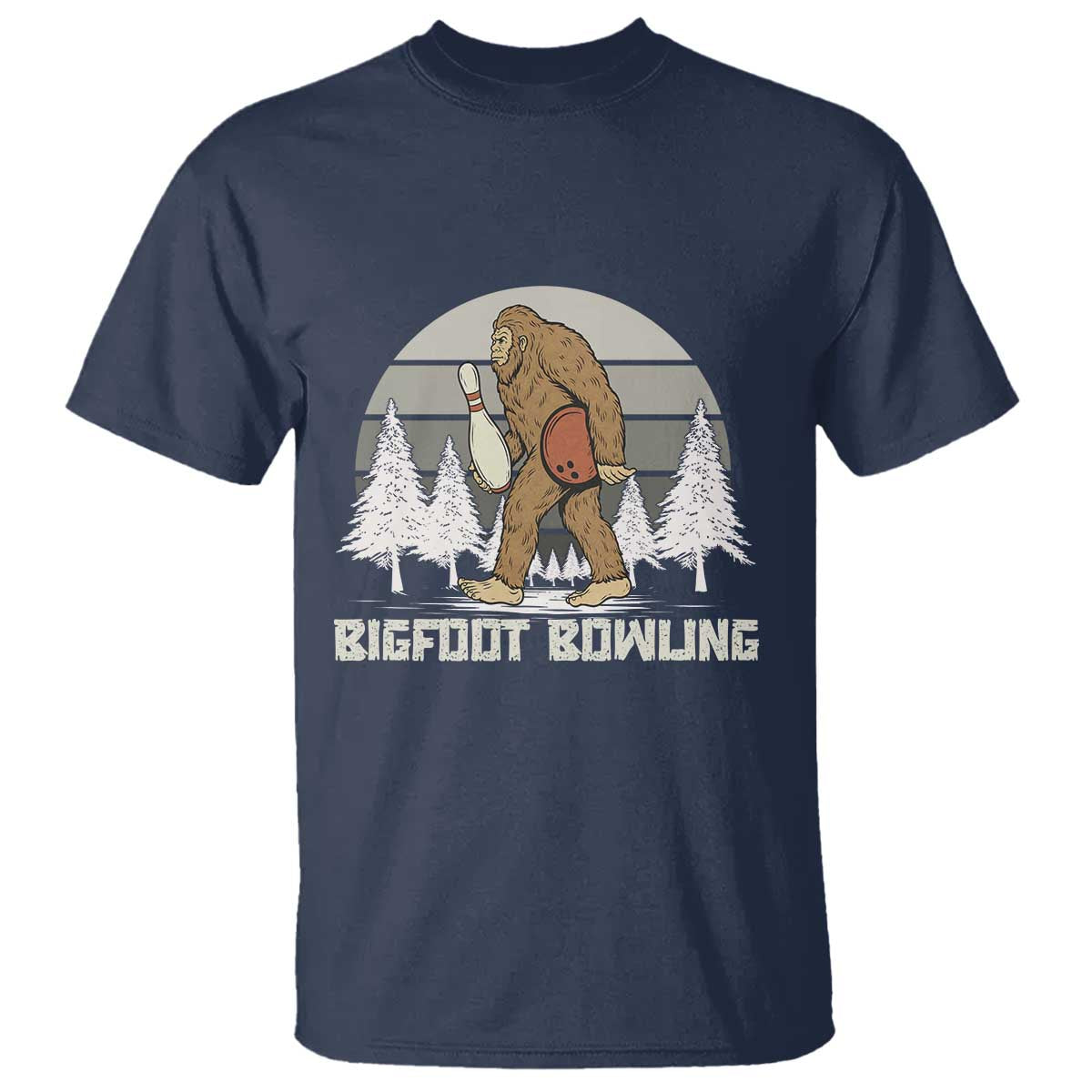 Funny Bigfoot Bowling T Shirt Gift For Bowler TS12 Navy Print Your Wear