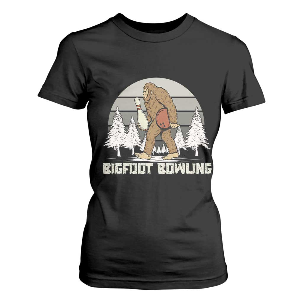 Funny Bigfoot Bowling T Shirt For Women Gift For Bowler TS12 Black Print Your Wear