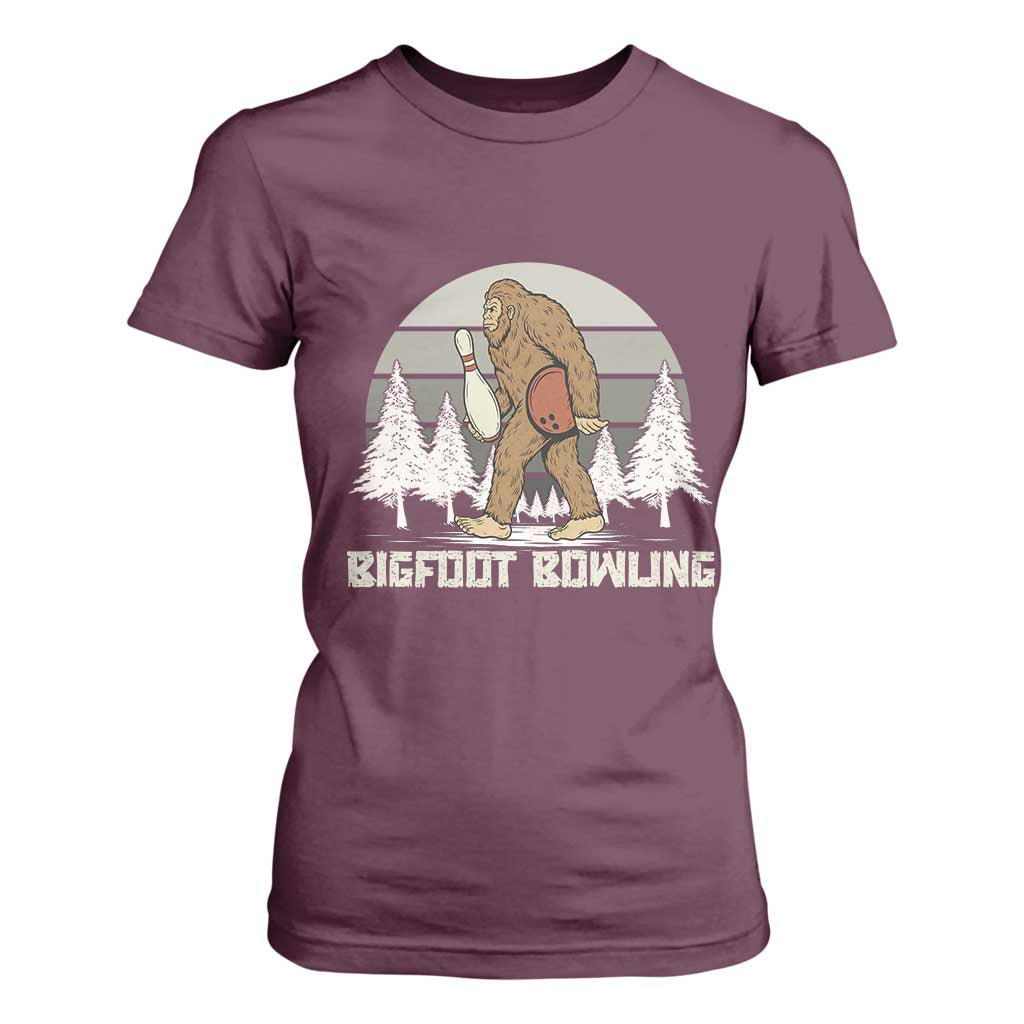 Funny Bigfoot Bowling T Shirt For Women Gift For Bowler TS12 Maroon Print Your Wear