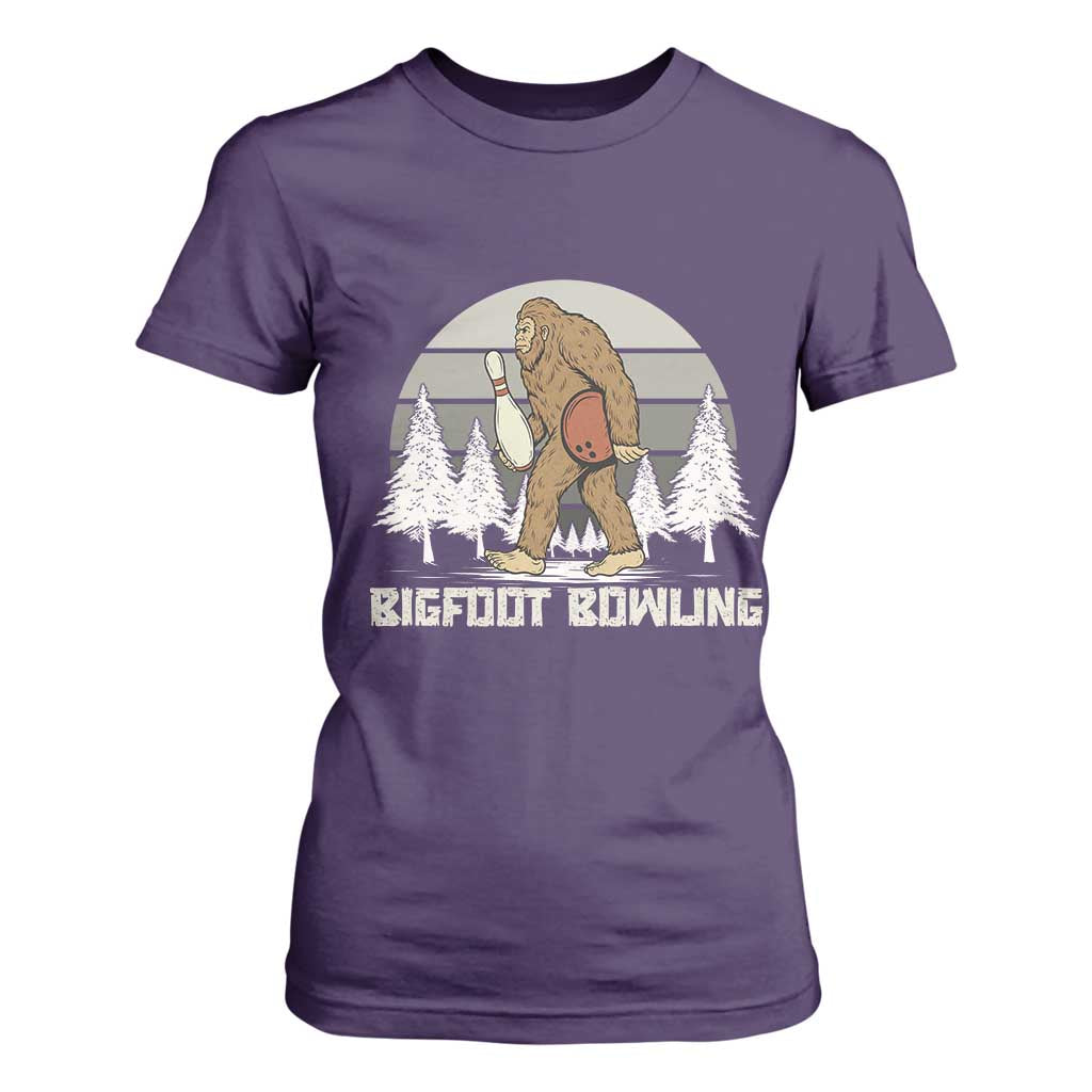 Funny Bigfoot Bowling T Shirt For Women Gift For Bowler TS12 Purple Print Your Wear