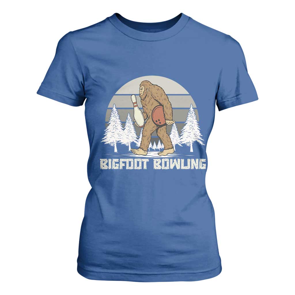 Funny Bigfoot Bowling T Shirt For Women Gift For Bowler TS12 Royal Blue Print Your Wear
