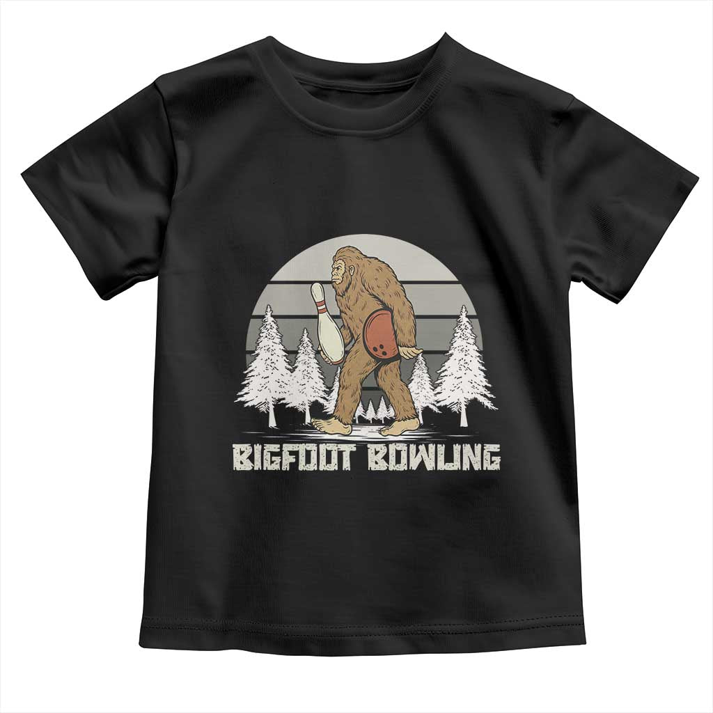 Funny Bigfoot Bowling Toddler T Shirt Gift For Bowler TS12 Black Print Your Wear