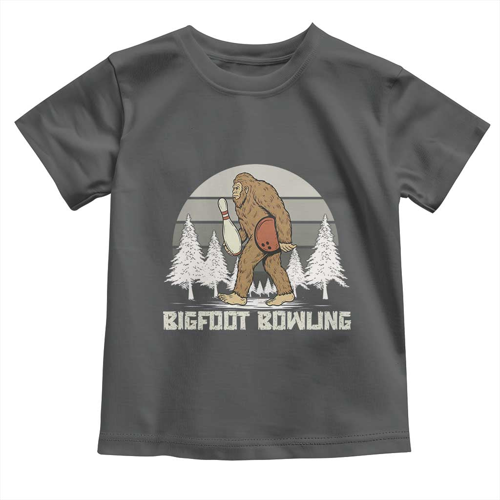 Funny Bigfoot Bowling Toddler T Shirt Gift For Bowler TS12 Dark Heather Print Your Wear