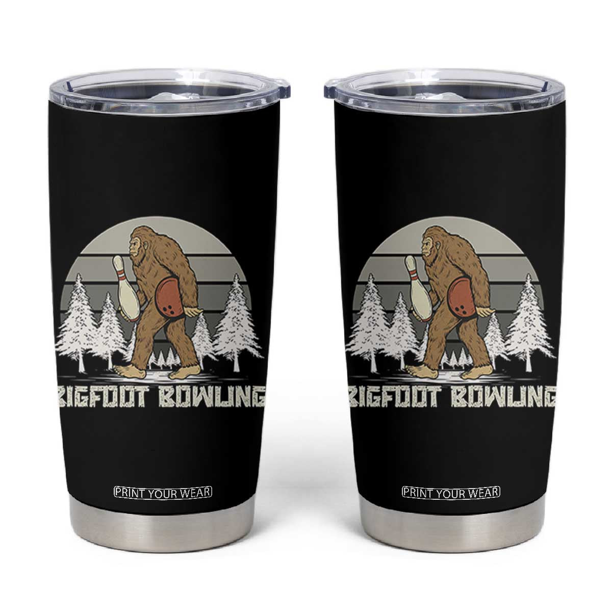 Funny Bigfoot Bowling Tumbler Cup Gift For Bowler TS12 Black Print Your Wear