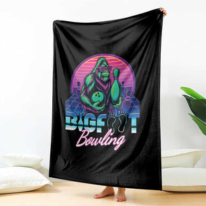 Funny Bigfoot Bowling Vaporwave Gift Throw Blanket - Print Your Wear