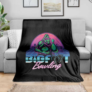 Funny Bigfoot Bowling Vaporwave Gift Throw Blanket - Print Your Wear