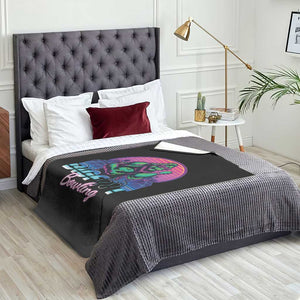 Funny Bigfoot Bowling Vaporwave Gift Throw Blanket - Print Your Wear