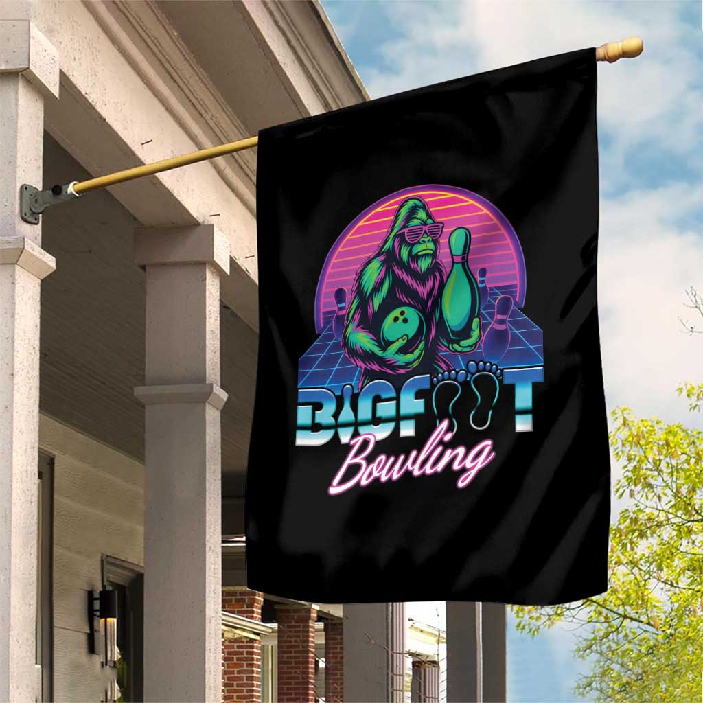 Funny Bigfoot Bowling Vaporwave Gift Garden Flag TS12 Print Your Wear