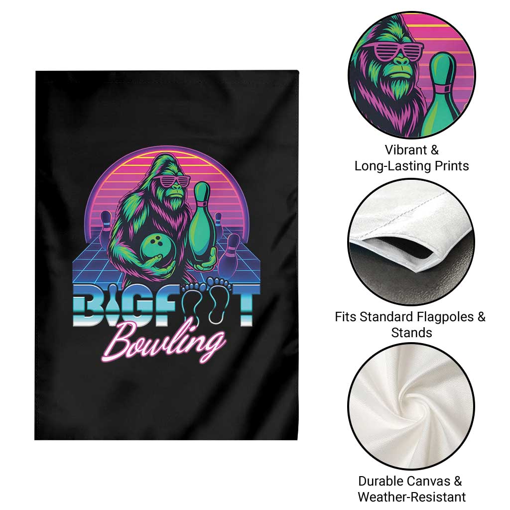 Funny Bigfoot Bowling Vaporwave Gift Garden Flag TS12 Print Your Wear