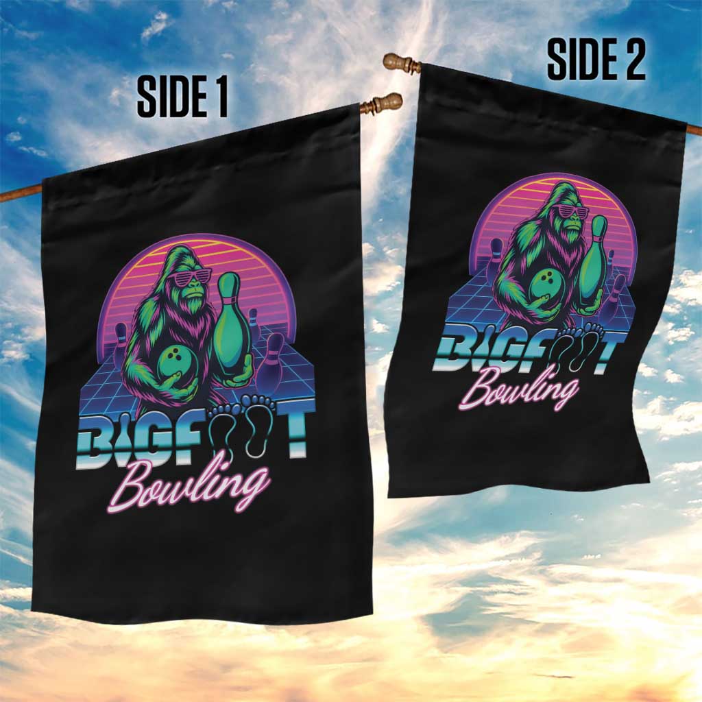 Funny Bigfoot Bowling Vaporwave Gift Garden Flag TS12 Print Your Wear