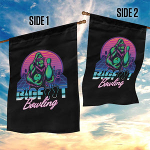 Funny Bigfoot Bowling Vaporwave Gift Garden Flag - Print Your Wear