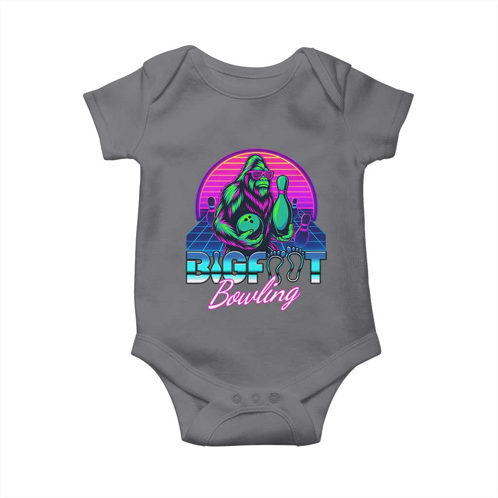 Funny Bigfoot Bowling Vaporwave Gift Baby Onesie TS12 Charcoal Print Your Wear