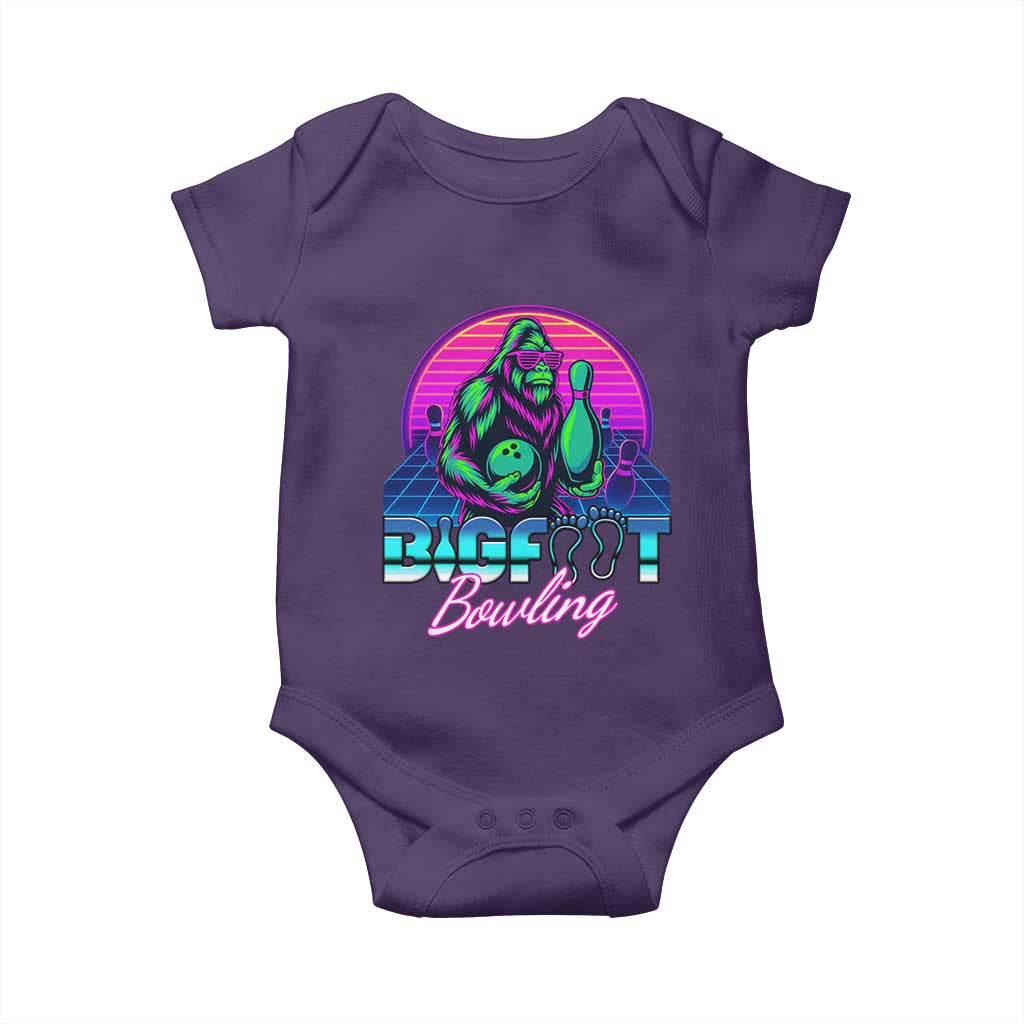Funny Bigfoot Bowling Vaporwave Gift Baby Onesie TS12 Purple Print Your Wear