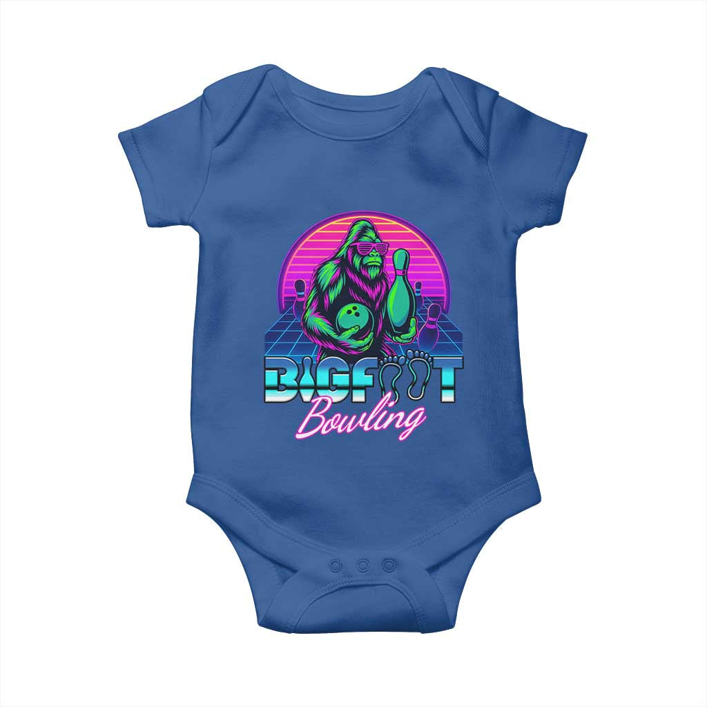 Funny Bigfoot Bowling Vaporwave Gift Baby Onesie TS12 Royal Blue Print Your Wear