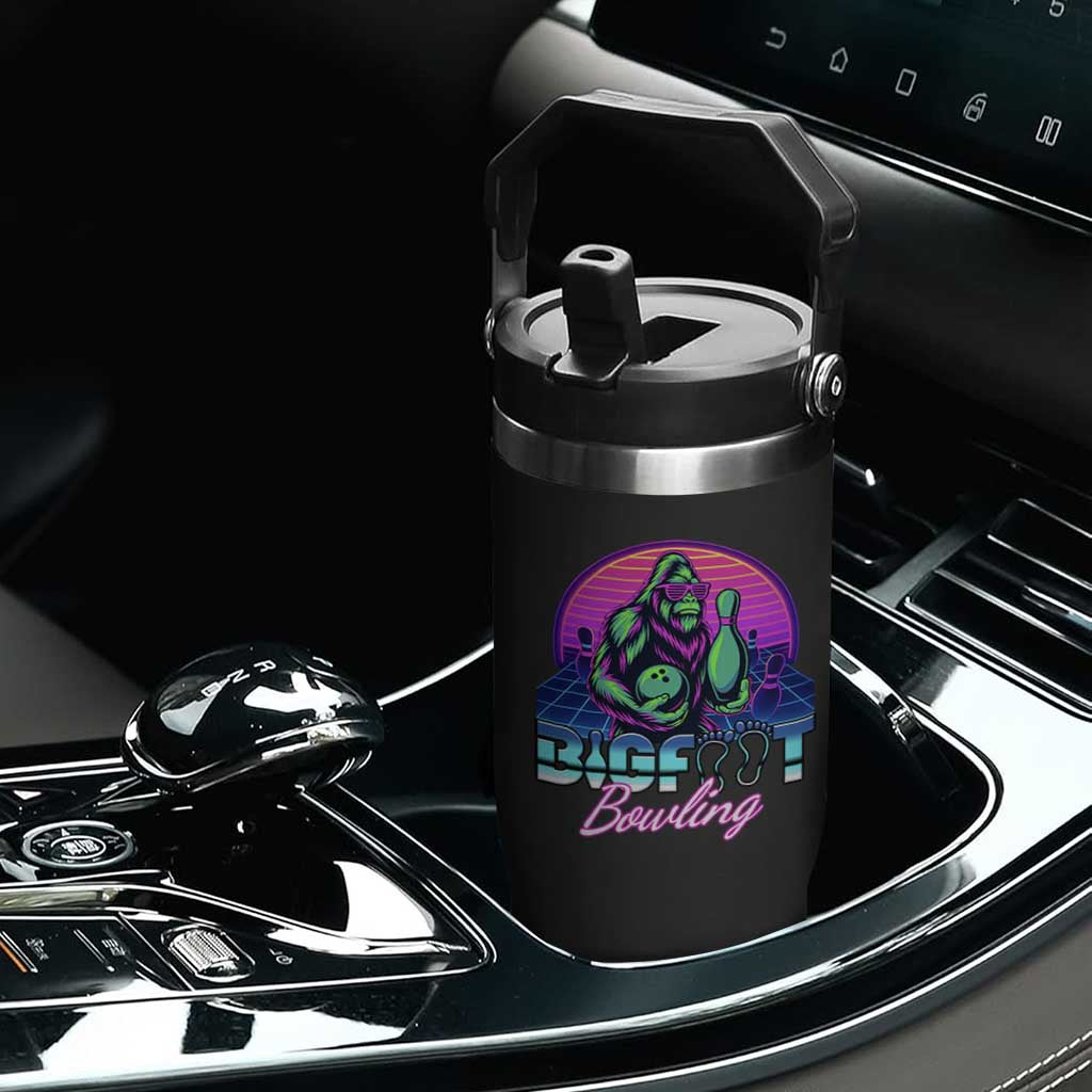 Funny Bigfoot Bowling Vaporwave Gift Flip Straw Tumbler TS12 Print Your Wear