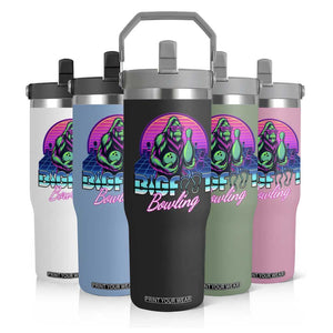 Funny Bigfoot Bowling Vaporwave Gift Flip Straw Tumbler TS12 Print Your Wear