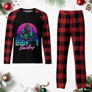 Funny Bigfoot Bowling Vaporwave Gift Plaid Pajama Set TS12 Buffalo Plaid Print Your Wear