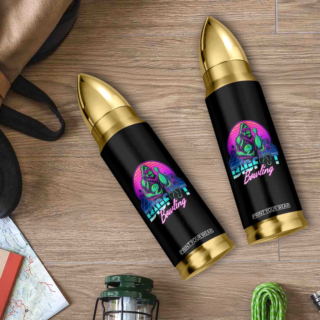 Funny Bigfoot Bowling Vaporwave Gift Bullet Tumbler - Print Your Wear