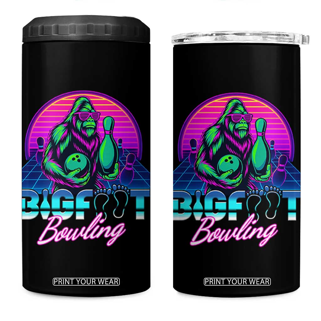 Funny Bigfoot Bowling Vaporwave Gift 4 in 1 Can Cooler Tumbler TS12 One Size: 16 oz Black Print Your Wear