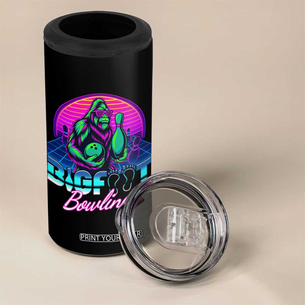 Funny Bigfoot Bowling Vaporwave Gift 4 in 1 Can Cooler Tumbler TS12 Print Your Wear