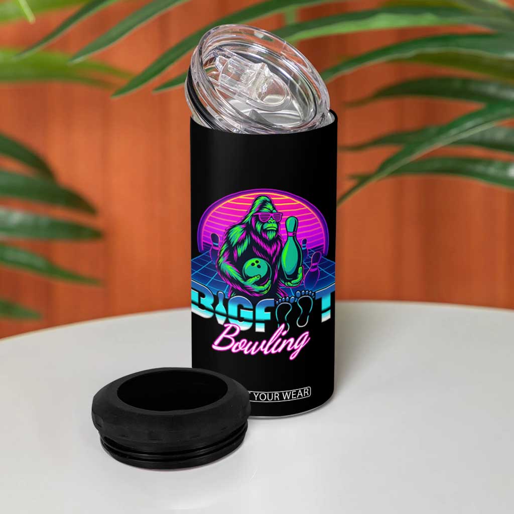 Funny Bigfoot Bowling Vaporwave Gift 4 in 1 Can Cooler Tumbler TS12 Print Your Wear