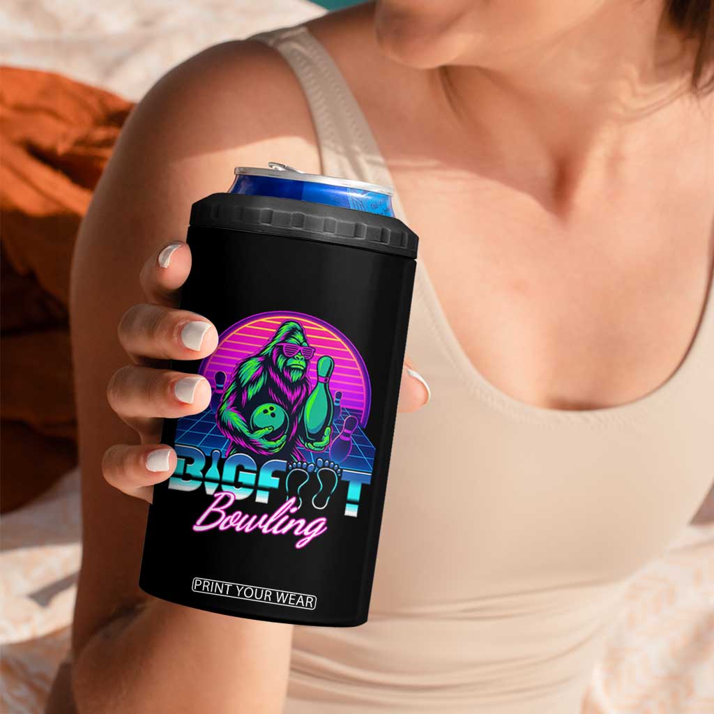 Funny Bigfoot Bowling Vaporwave Gift 4 in 1 Can Cooler Tumbler TS12 Print Your Wear