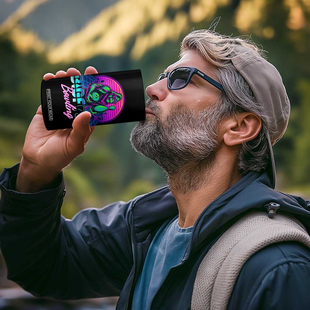 Funny Bigfoot Bowling Vaporwave Gift 4 in 1 Can Cooler Tumbler TS12 Print Your Wear