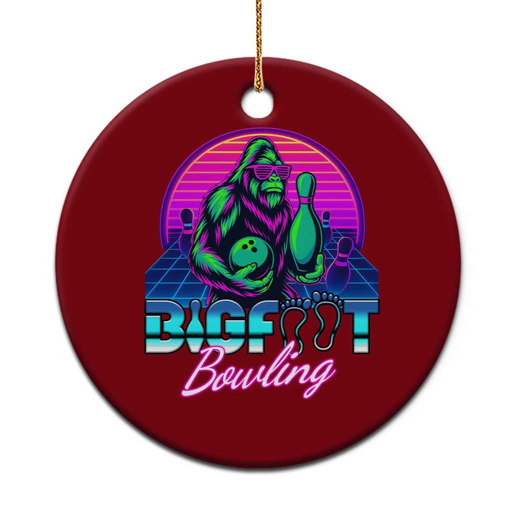 Funny Bigfoot Bowling Vaporwave Gift Ceramic Ornament TS12 1pc Red Print Your Wear