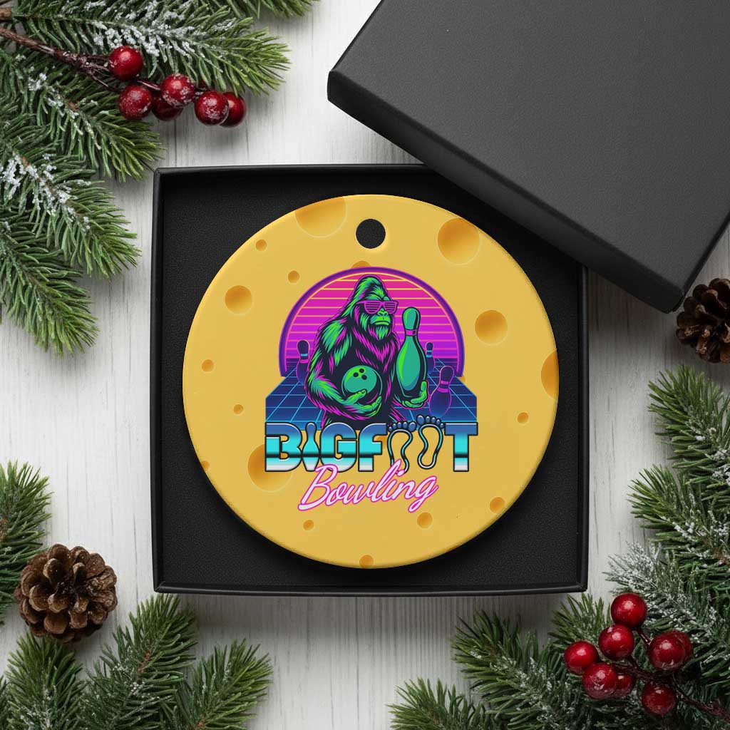 Funny Bigfoot Bowling Vaporwave Gift Ceramic Ornament TS12 1pc Yellow Cheese Print Your Wear