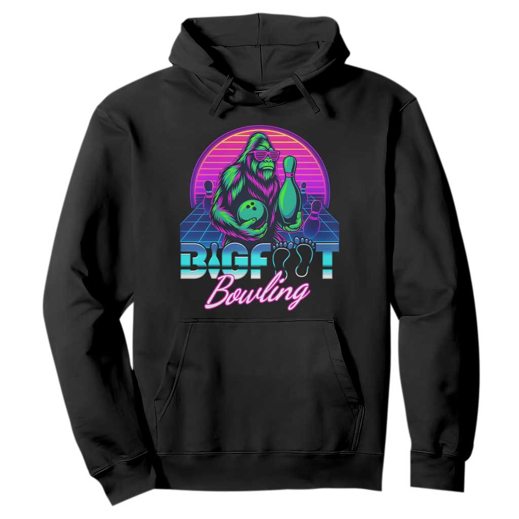 Funny Bigfoot Bowling Vaporwave Gift Hoodie TS12 Black Print Your Wear