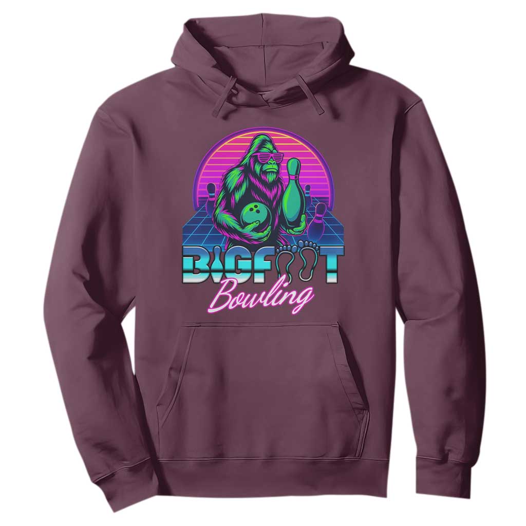 Funny Bigfoot Bowling Vaporwave Gift Hoodie TS12 Maroon Print Your Wear