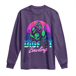Funny Bigfoot Bowling Vaporwave Gift Long Sleeve Shirt TS12 Purple Print Your Wear