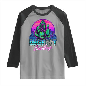 Funny Bigfoot Bowling Vaporwave Gift Raglan Shirt TS12 Sport Gray Black Print Your Wear